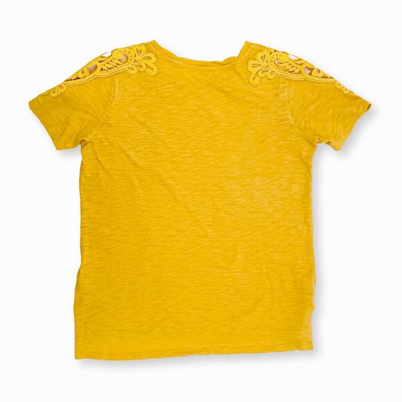 Old Navy Yellow Cold Shoulder Tee Girls XL Women S Lace Boho Top - Picture 2 of 8